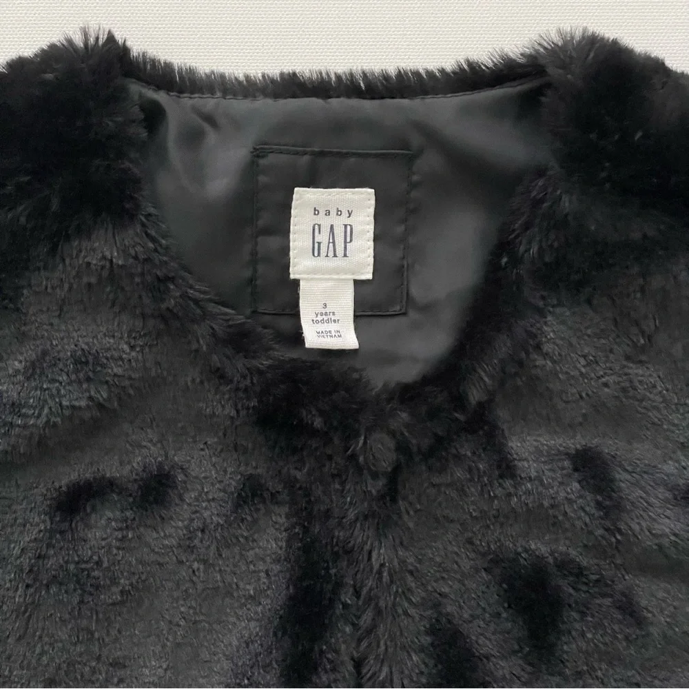 Baby Gap Black Faux Fur Vest Size 3 Years Toddler Girl